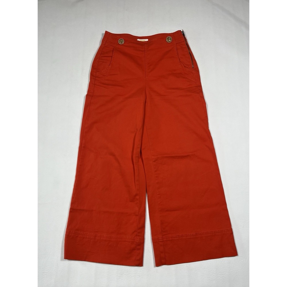 Maeve Anthropologie Sailor Wide Leg Crop Pants Womens 4 Orange Culotte Crop